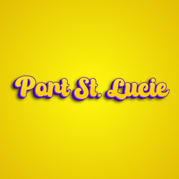 Portstlucie typography 3d design yellow pink white background photo jpg