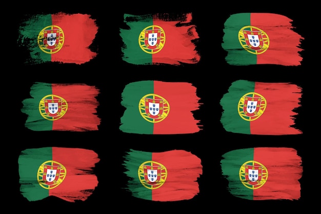 Portugal flag brush stroke, national flag on black background