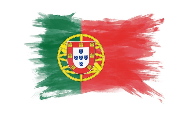 Мазок кистью флага Португалии, национальный флаг на белом фоне