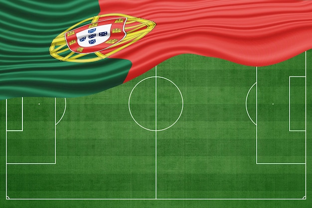 Portugal Flag on Football Field
