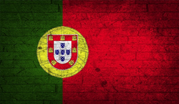 Photo portugal flag grunge brick wall texture national symbol flat style concrete design