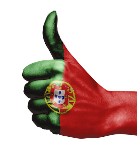 Portugal flag on hand indicating approval