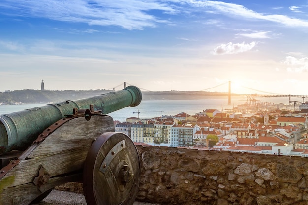 Portugal panoramische skyline van Lissabon vanaf Saint George Castle Sao Jorge uitkijkpunt