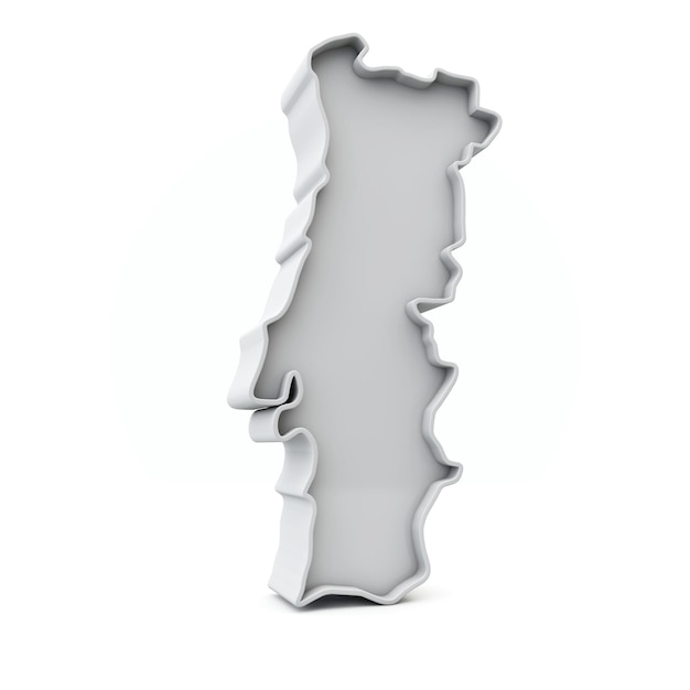 Portugal simple d map in white grey d rendering