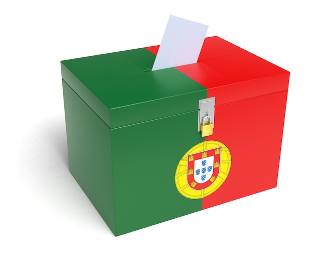 Portugal stembus met Portugese vlag. Geïsoleerd op een witte achtergrond.