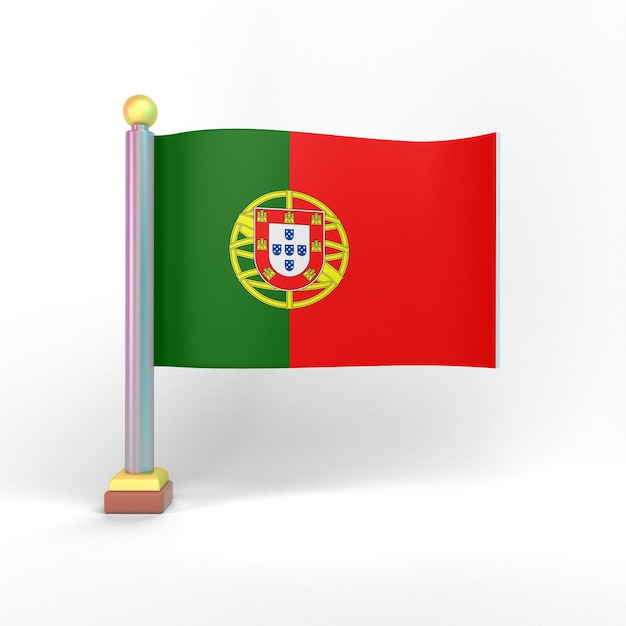 Portugal vlag voorzijde op witte achtergrond