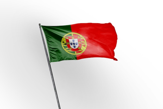 portugal waving flag on a white background image