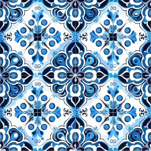 Portuguese Azulejo Seamless Tile Pattern