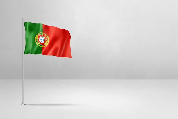 Portuguese flag isolated on white concrete wall background