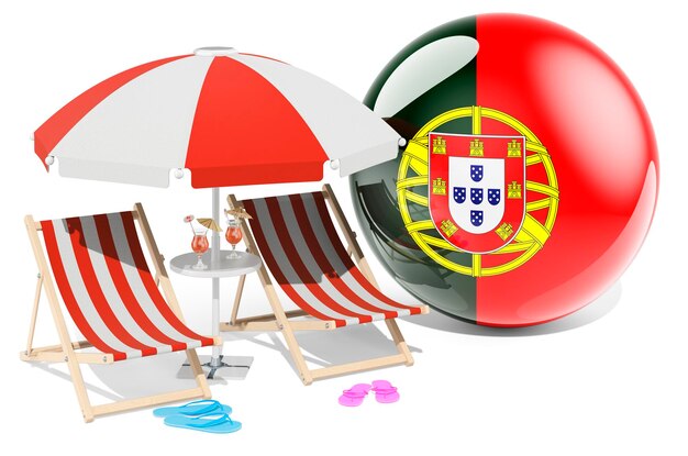 Portuguese Resorts Portugal Vacation Tours Travel Packages concept 3D rendering isolated on white background