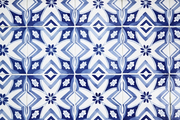 Portuguese tiles azulejos closeup