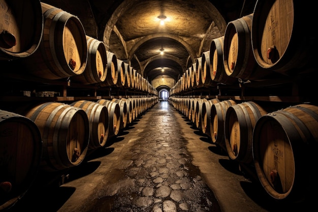 Photo portuguese wine barrels porto cellar