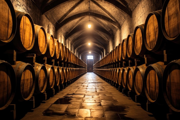 Portuguese wine barrels in Porto s cellar