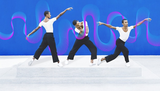 사진 춤추는 사람들의 콜라지 디자인의 포즈