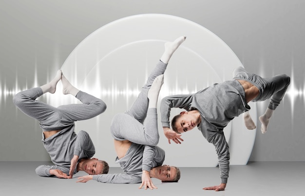 Poses van een dansende mensen collage ontwerp