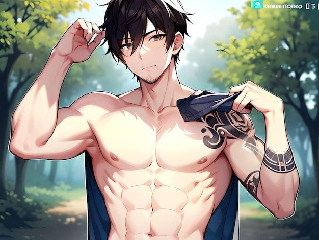 Muscular anime male