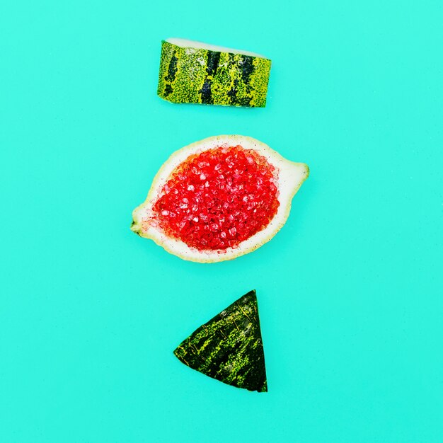 Positieve frisse stemming Stillife Minimal Citrus Watermelon art