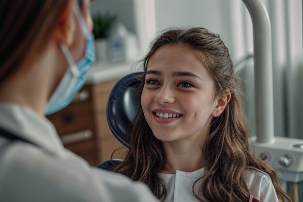 Positive Experience Girl Smiles Happily in Dentist39s Chair During Appointment