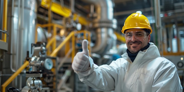 Positive Factory Worker with Safety Equipment