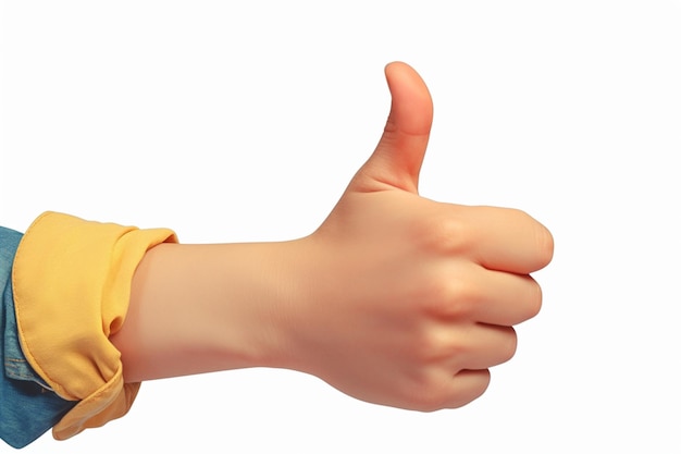 Photo positive gesture womans hand shows thumbs up sign
