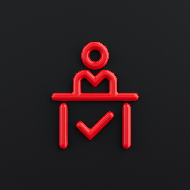 Positive judgement 3d icon outline red office icon business\
symbol 3d rendering