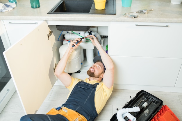 Positive plumber at work