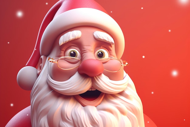 Positive Santa Claus in glasses and red cap smiling bearded grayhaired grandfather with cheerful expression Christmas comic doodle illustration Generative AI