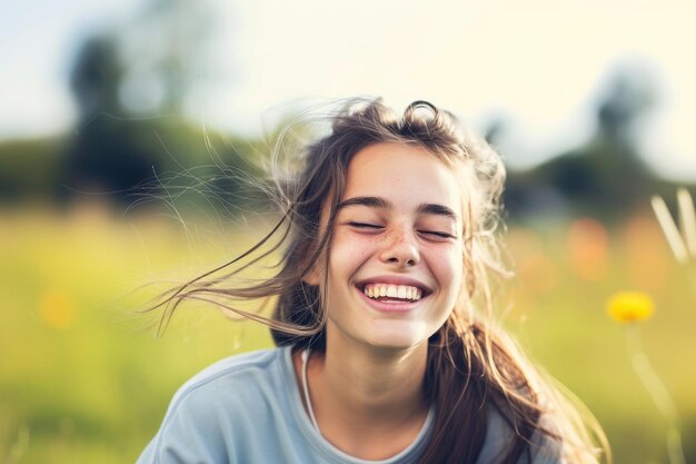 Photo positive teen girl with trendy hairstyles