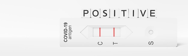 写真 covid193dイラストの迅速検査装置を使用して陽性の検査結果