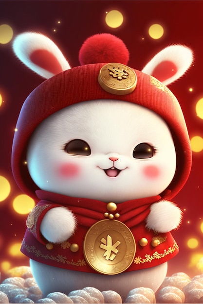 Positive view a winter season small and cute rabbit Generative Ai