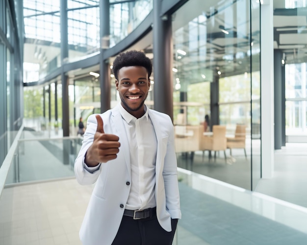 Positive Workplace Man in Office Giving Thumbs Up