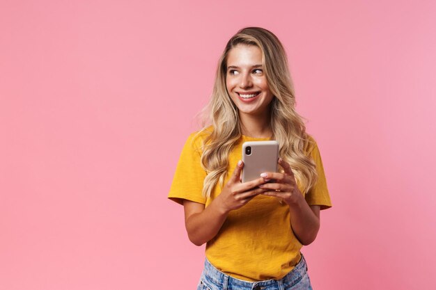 Positive Young Woman Using Mobile Phone