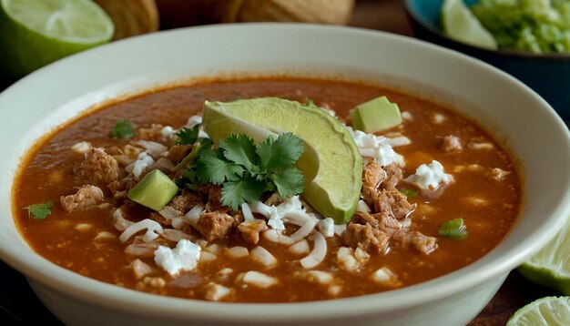 Foto posole is een traditioneel mexicaans gerecht