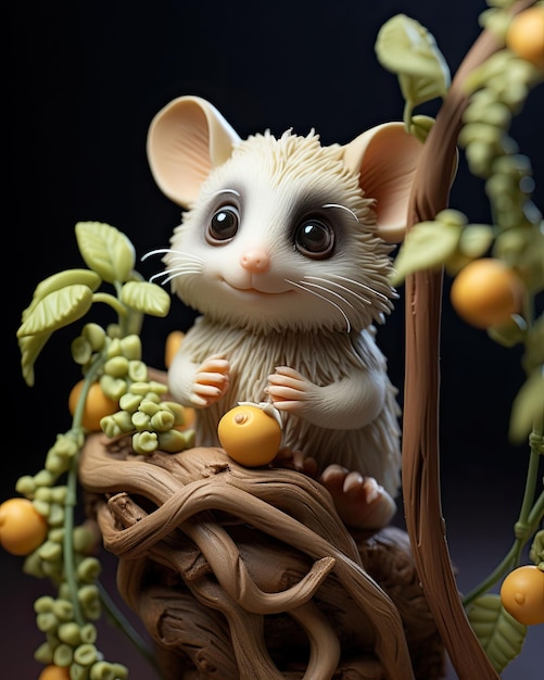 Possum Animal Character craft with isolated studio background