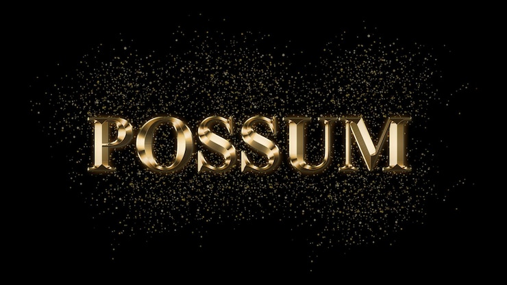 Фотография золотой текст possum золотой текст с искрами золотой покрытый текст эффект имя животного