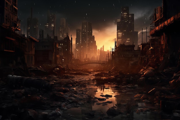 Post apocalyptic city Generate Ai