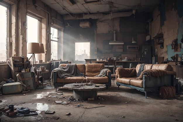 Post Apocalyptic Wasteland Living Room