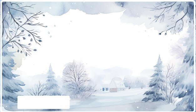 Photo post card template watercolour winter theme