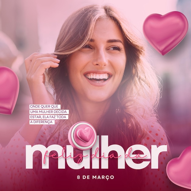 Post instagram dia da mulher ousado rosa Post para Facebook paisagem 1