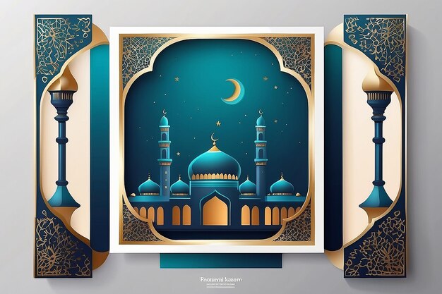 Foto post instagram feed frame mockup tema del ramadan design vettoriale interfaccia utente mock up instagram