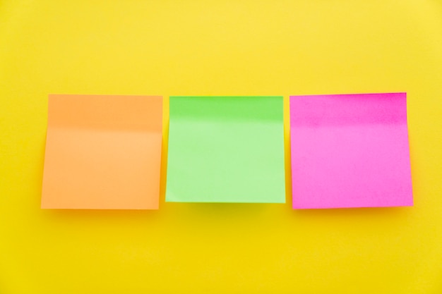 Post its in three colors