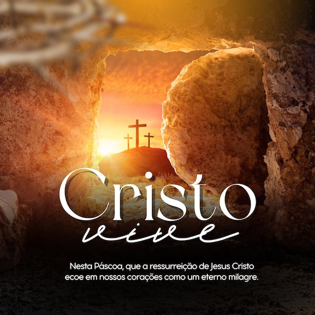 Post Para Instagram Feliz Pascoa Jesus Cristo Frase Criativo Laranja e Preto 1