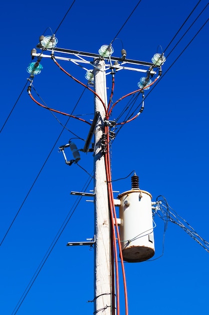 Post with electrical wires