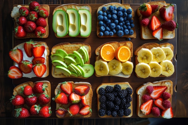 post workout colorful toast snacks flatlay breakfasthealthy eating