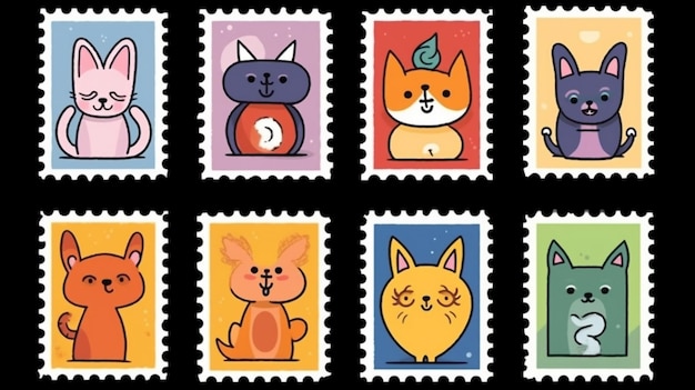 A postage stamp with a cat on it