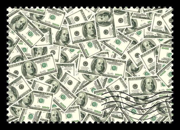 Postage stamps Dollars abstract background