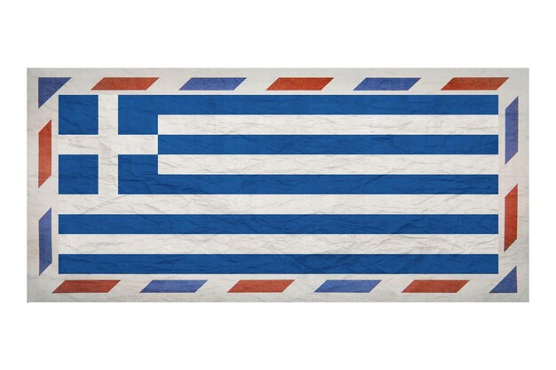 Photo postal envelope envelope with the image flag of greece greek flag faded crumpled envelope