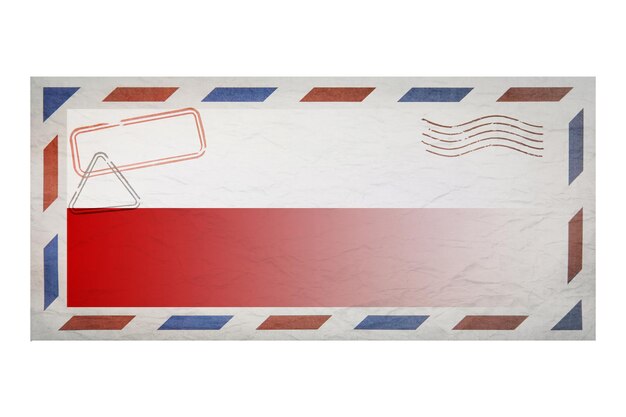 Photo postal envelope envelope with the image flag of poland polish flag old crumpled envelope