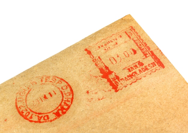 Postal sign on an envelope isolated