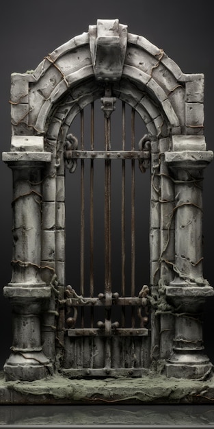 Photo postapocalyptic old stone gate 3d model